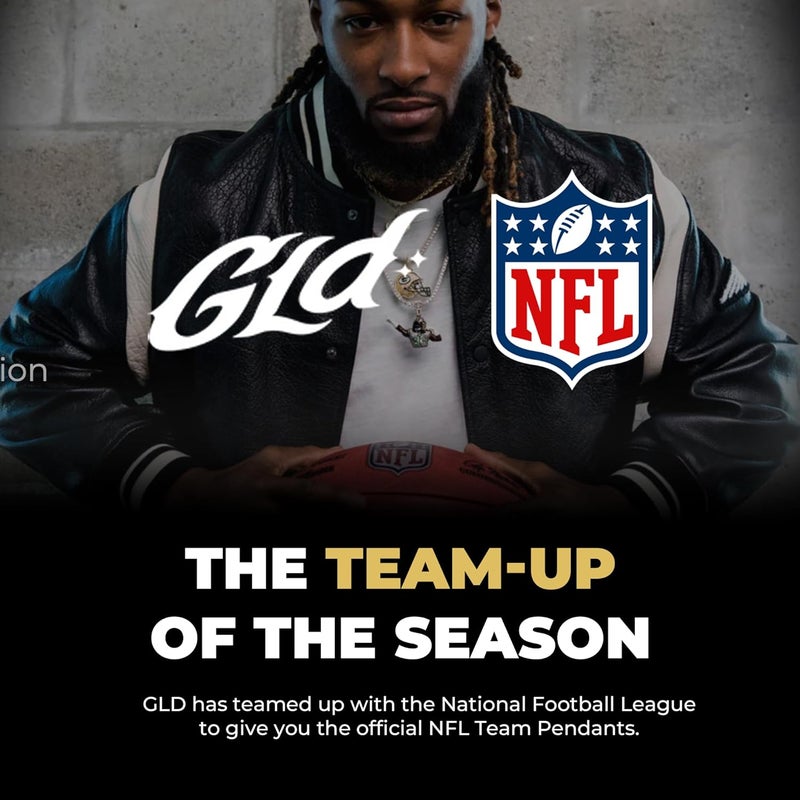 GLD Officially Licensed NFL Sports Team Helmet Pendant - Gold Plated Iced Out Football Necklace Charm - Image 3
